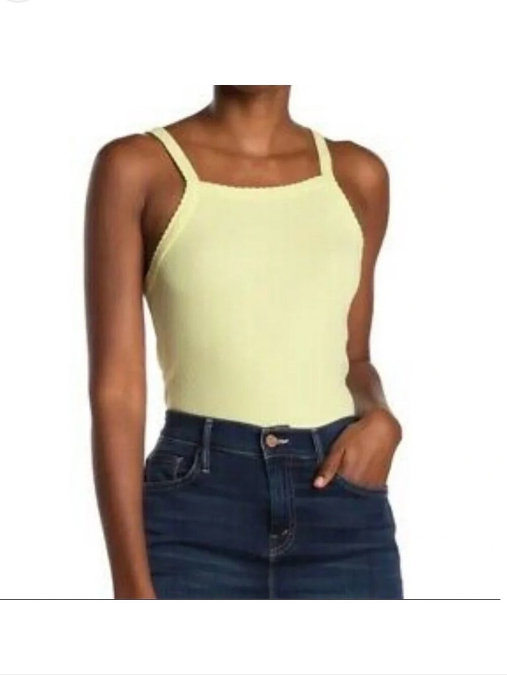 BP Sleeveless Bodysuit Yellow Womens Size Small Ribbed Top